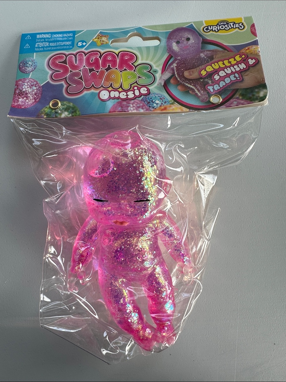 SUGAR SWAP ONESIE Pink Glitter Baby Sensory Squeeze Toy, Orb Curiosities